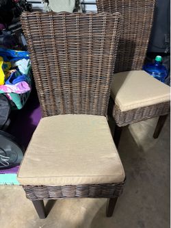 4 wicker rattan dining chairs