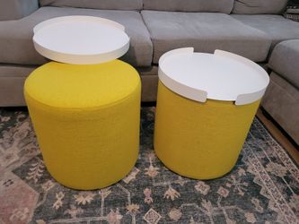 Set Of 2 Ottomans With Trays