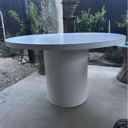 Vintage MCM Large Drum White Laminate Dining Table