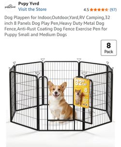 Dog Playpen for Indoor,Outdoor,Yard,RV Camping,32 inch 8 Panels Dog Play Pen,Heavy Duty Metal Dog Fence,Anti-Rust Coating Dog Fence Exercise Pen for P