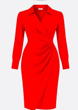 Red Satin Mini Dress – Long Sleeve Elegant Party Dress