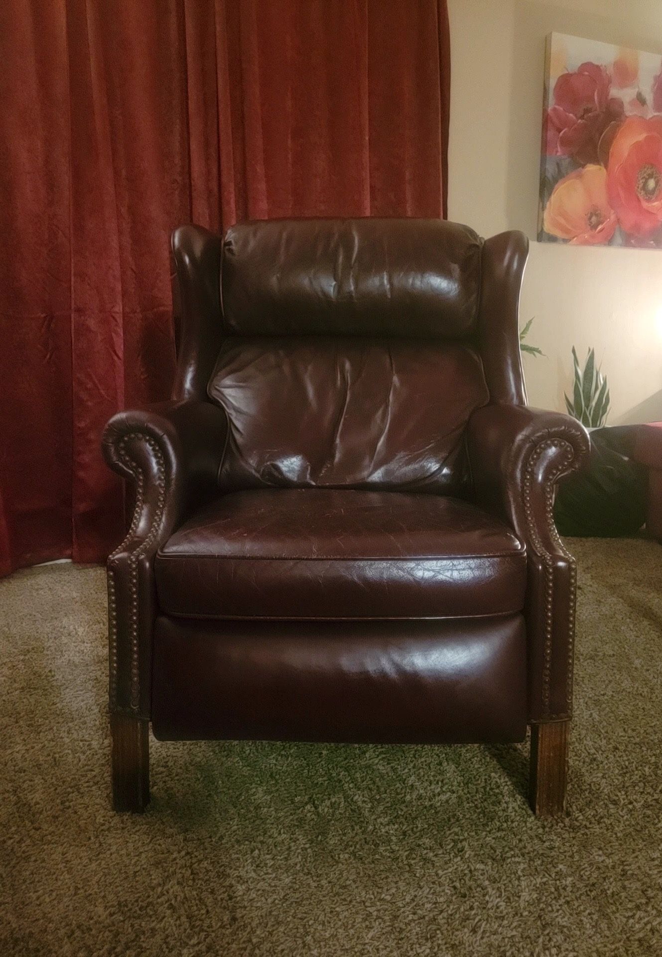 Bradington Young Chippendale Leather Recliner