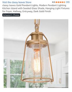 Brand new inbox one only classy leaves Gold Pendant Lights, Modern Pendant Lighting Kitchen Island with Seeded Glass Shade, Hanging Light Fixtures for