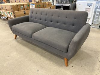 Modern Dark Grey Woven Sofa with Splayed Legs