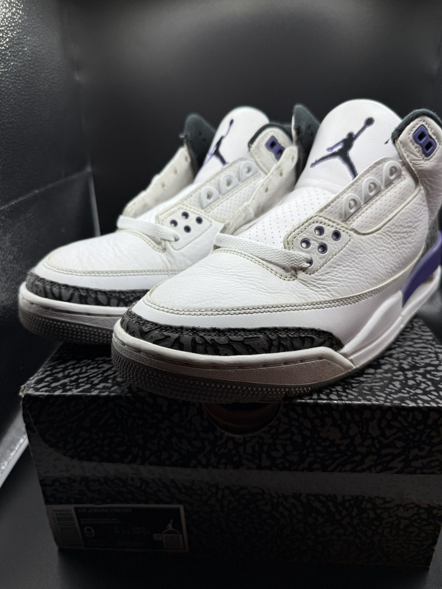 Air Jordan 3 Retro Mid Dark Iris 2022 Men\'s Size 9 Sneaker Shoes CT8532-105