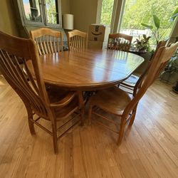 Wood Oval To Round Dining Table Set With 6 Chairs