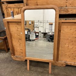 Mirror with oak frame meant for a dresser