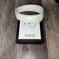 All White Gucci Belt