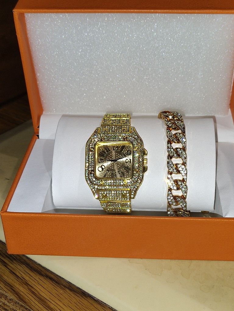 Iced Out Watch And Bracelet Asking 30