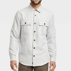 Houston White Men's Plain Button Down Shirt,Light Grey sz L