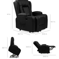Electric Power Lift Chair, Recliner Massage Chair, Adjustable Furniture for Back, Legs w/ 3 Positions, USB Port, Heat, Cupholders