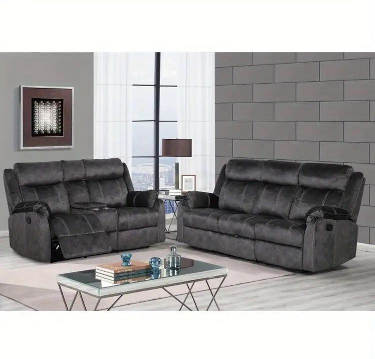 Grey 3 Seat/ 2 Seat Recliner Sofa