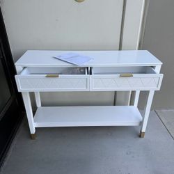 New In Box 44x14x31 Inch Tall 2 Drawers Console Table White Color Entry Way Furniture White 