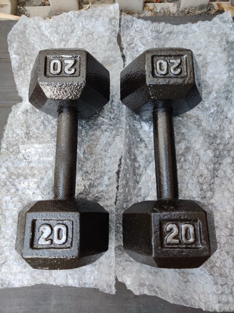 Brand New 20lb LB Cast Iron Dumbbell Weight Set of 2 40lbs Total