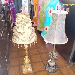 Vintage Lamps Both 4 $30 One Has Slight Rip And Look At Pictures