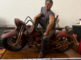 Collectible vintage Harley Davidson biker sculpture
