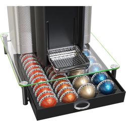 DecoBrothers Crystal Tempered Glass Vertuo Pod Holder Drawer, 24 Large or 48 S
