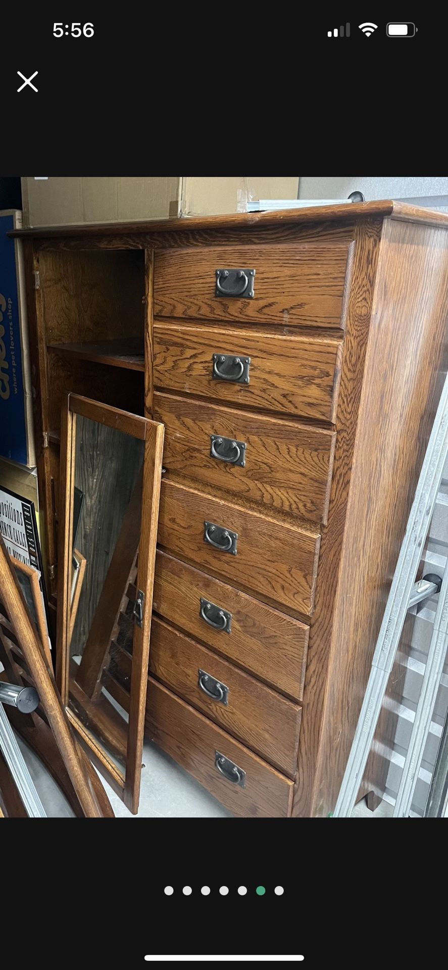 King Sleigh Bed Frame With Matching Armoire And Mirrored Door