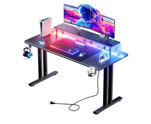 Black Gaming Desk with Monitor Stand