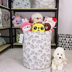 Fabric Printed Collapsible Organizer Basket for Laundry Hamper, Toys
