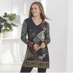 NorthStyle Artisan-Print Knit Tunic sz L