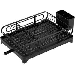 Dish Drying Rack Kitchen Organizers and Storage Multifunctional Dish Storage Rack Suitable for Storing Cutlery Black 1-Tier