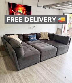Large Gray Modular Sectional Sofa