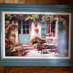 Lithograph In Teal Frame