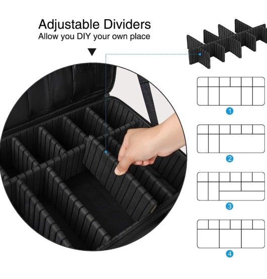 Makeup Train Case Relavel Travel Makeup Cosmetic Case Organizer Portable Artist Storage Bag with Adjustable Dividers for Cosmetics Makeup Brushes Toil