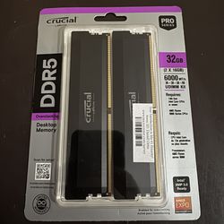 Brand New Crucial Pro Overclocking 32GB DDR5-6000MHz CL36 Dual Channel Desktop Memory Kit