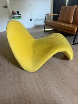 MCM Yellow S curved chair