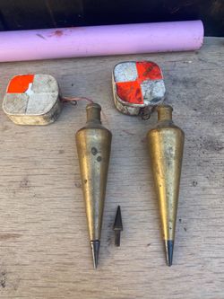 2 Brass Plumb Bobs with Cases – Set of 2