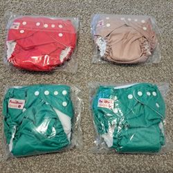 Set of 4 FuzziBunz One Size, Large Pocket Diapers - Brand New