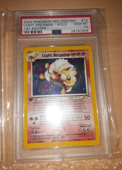 PSA 10 Light Arcanine 1st Edition Neo Destiny Holo Pokemon Card  Rare!!!