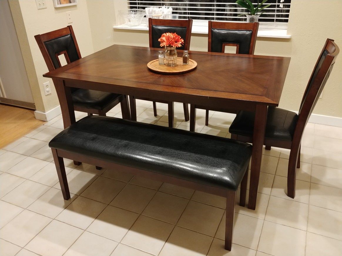 Stratford Hayden Brown 6-Piece Dining Set with Bench