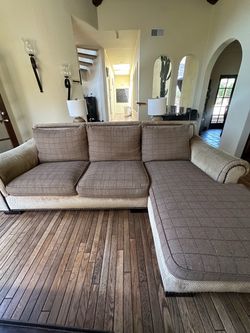 Two tone down feather sleeper lounge couch