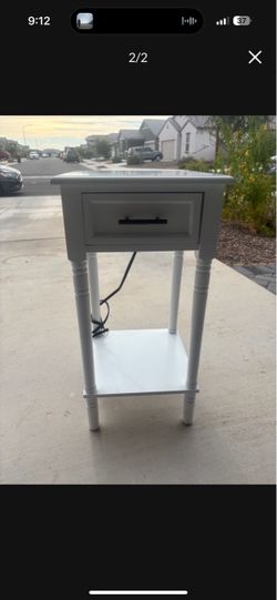White Nightstand with Drawer and Shelf