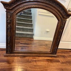 Large Ornate Arched Wall Mirror - Heavy & Solid Traditional Design - 45" x 41
