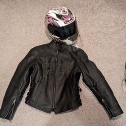Genuine Leather Jacket & Helmet 