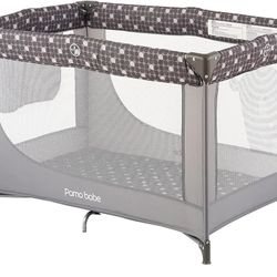 *NEW* Pamo Babe Portable Crib Baby Playpen with Mattress and Carry Bag (Grey)
