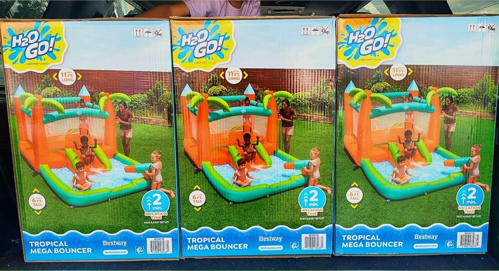 H2OGO! Kids Tropical Outdoor Inflatable Mega Bouncer