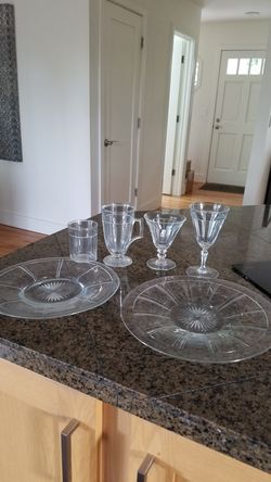 Heisey Tudor glass dinner ware 59 pieces