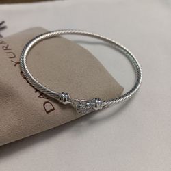 David Yurman Classic Cable Heart Station Sterling Silver Bracelet
