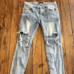 Purple Jeans Light Blue Rips In Knees(no Front Tag)