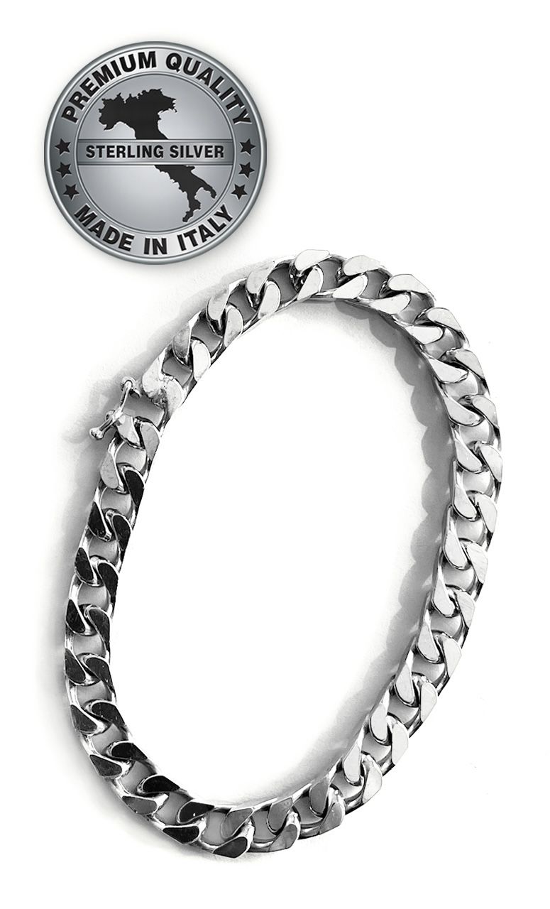 🇮🇹Solid Sterling Silver Heavyweight Curb Link Bracelet