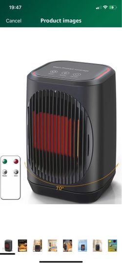 Small Space Heater, Portable Electric Heaters for Indoor Use With 3 Modes, 70° Oscillation, Remote Control, Energy Efficient, Low Noise,1500W PTC Cera