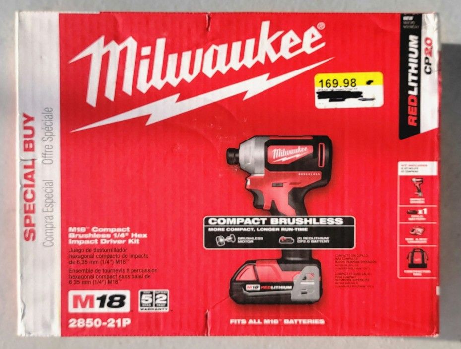 Milwaukee  2850-21p M18 Brushless Driver Kit