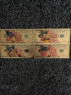 $10 Each Kobe Bryant NOVELTY 24kt Gold Foil Plated Collector Bills