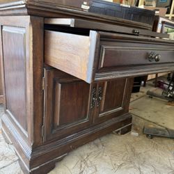 Wood Serving Table - With Pull Out Tray 