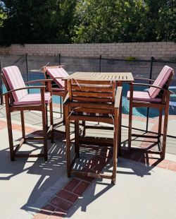 Patio Set Teak Wood 4 Chairs & Cushions